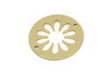 Brass Round Charm, Raw Brass Flower Charms With 2 Holes, Findings (20x0.80mm) SMP2592