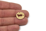 Brass Round Charm, Raw Brass Cat Charms With 1 Hole, Findings (18x1.20mm) SMP2597