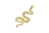 Brass Snake Charm, Raw Brass Snake Charms With 1 Loop, Blanks, Findings (30x12.5x0.60mm) SMP2600