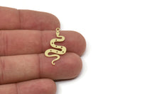 Brass Snake Charm, Raw Brass Snake Charms With 1 Loop, Blanks, Findings (30x12.5x0.60mm) SMP2600