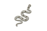 Steel Snake Charm, Stainless Steel Snake Charms With 1 Loop, Blanks, Findings (30x12.5x0.80mm) SMP2600