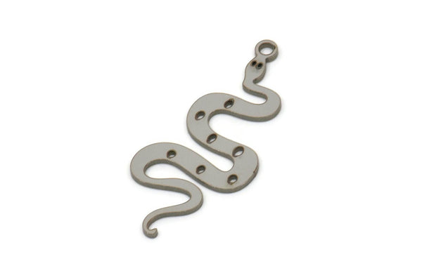 Steel Snake Charm, Stainless Steel Snake Charms With 1 Loop, Blanks, Findings (30x12.5x0.80mm) SMP2600