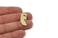Brass Face Charm, Raw Brass Face Charms With 1 Loop, Face Shaped Jewelry, Findings (30x12x0.80mm) SMP2602