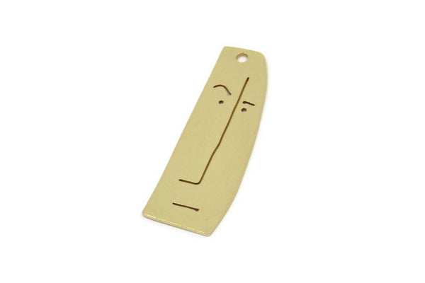 Brass Face Charm, Raw Brass Irregular Shaped Face Charm With 1 Hole, Face Shaped Jewelry, Findings (30x10x0.80mm) SMP2604