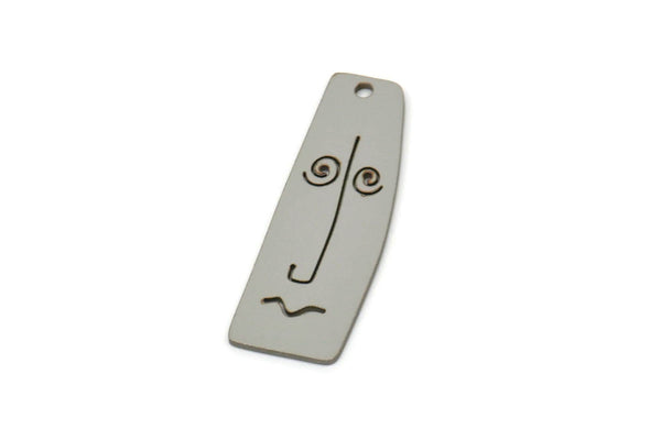Steel Face Charm, Stainless Steel Irregular Shaped Face Charm With 1 Hole, Pendants, Earrings, Findings (30x10x0.80mm) SMP2606