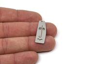 Steel Face Charm, Stainless Steel Irregular Shaped Face Charm With 1 Hole, Pendants, Earrings, Findings (30x10x0.80mm) SMP2606