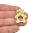 Brass Bear Charm, Raw Brass Bear Charms With 1 Loop, Cute Bear Charm, Findings (30/40x0.60mm) SMP2499