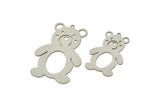Steel Bear Charm, Stainless Steel Bear Charms With 1 Loop, Cute Bear Charm, Findings (30/40x0.80mm) SMP2499