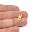 Brass Feather Charm, Raw Brass Bird Feather Charms With 1 Loop, Pendants, Findings (30/40x0.60mm) SMP2500