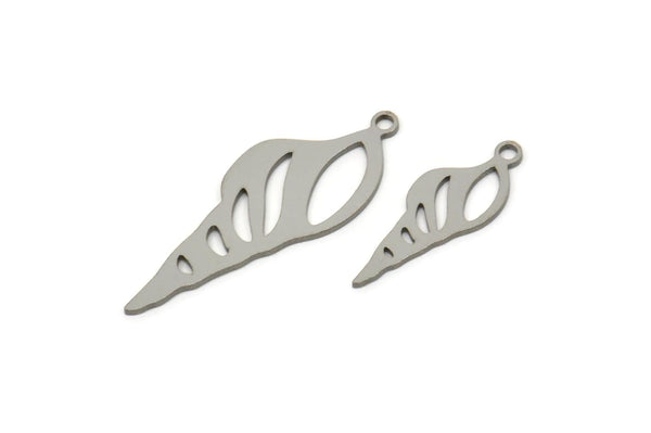 Steel Shell Charm, Stainless Steel Sea Shell Shaped Charms With 1 Loop, Earring Findings (20/30x0.80mm) SMP2501