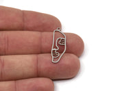 Steel Face Charm, Stainless Steel Face Charm With 1 Loop, Pendants, Earrings, Findings (30x10x0.80mm) SMP2612