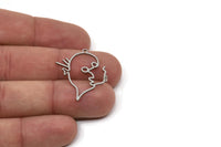 Steel Face Charm, Stainless Steel Face Charm With 1 Loop, Pendants, Earrings, Findings (30x25x0.80mm) SMP2614