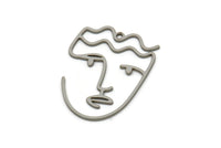 Steel Face Charm, Stainless Steel Face Charm With 1 Loop, Pendants, Earrings, Findings (29x23x0.80mm) SMP2617