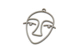 Steel Face Charm, Stainless Steel Face Charm With 1 Loop, Pendants, Earrings, Findings (30x22.5x0.80mm) SMP2618