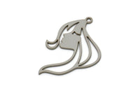 Steel Face Charm, Stainless Steel Face Charm With 1 Loop, Pendants, Earrings, Findings (32x22x0.80mm) SMP2619