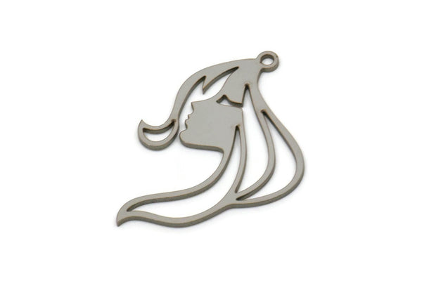 Steel Face Charm, Stainless Steel Face Charm With 1 Loop, Pendants, Earrings, Findings (32x22x0.80mm) SMP2619