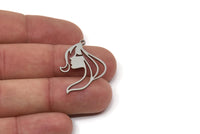 Steel Face Charm, Stainless Steel Face Charm With 1 Loop, Pendants, Earrings, Findings (32x22x0.80mm) SMP2619
