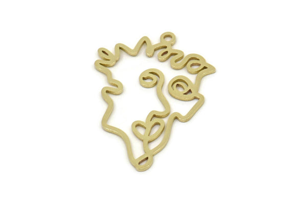 Brass Face Charm, Raw Brass Face Charm With 1 Loop, Face Shaped Jewelry, Findings (30x22x0.80mm) SMP2620