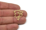 Brass Face Charm, Raw Brass Face Charm With 1 Loop, Face Shaped Jewelry, Findings (30x22x0.80mm) SMP2620