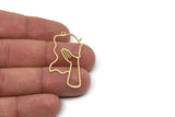 Brass Face Charm, Raw Brass Face Charm With 1 Loop, Face Shaped Jewelry, Findings (40x19x0.80mm) SMP2621
