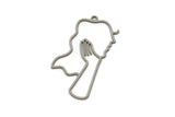 Steel Face Charm, Stainless Steel Face Charm With 1 Loop, Pendants, Earrings, Findings (40x19x0.80mm) SMP2621