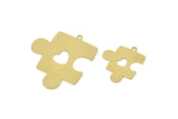 Brass Puzzle Charm, Raw Brass Puzzle Charms With 1 Loop, Puzzle Findings, Heart Findings (20/30x0.60mm) SMP2502
