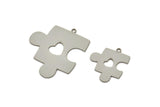 Steel Puzzle Charm, Stainless Steel Puzzle Charms With 1 Loop, Puzzle Findings, Heart Findings (20/30x0.80mm) SMP2502