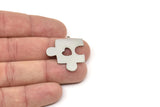 Steel Puzzle Charm, Stainless Steel Puzzle Charms With 1 Loop, Puzzle Findings, Heart Findings (20/30x0.80mm) SMP2502