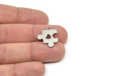Steel Puzzle Charm, Stainless Steel Puzzle Charms With 1 Loop, Puzzle Findings, Heart Findings (20/30x0.80mm) SMP2502