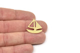 Brass Sailboat Charm, Raw Brass Sailboat Charm With 1 Loop, Sailing Ship Findings, Nautical Charm (20/25x0.60mm) SMP2503