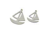 Steel Sailboat Charm, Stainless Steel Sailboat Charm With 1 Loop, Sailing Ship Findings, Nautical Charm (20/25x0.80mm) SMP2503