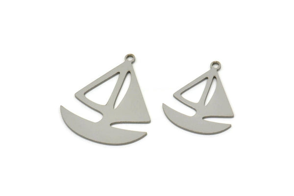Steel Sailboat Charm, Stainless Steel Sailboat Charm With 1 Loop, Sailing Ship Findings, Nautical Charm (20/25x0.80mm) SMP2503