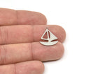 Steel Sailboat Charm, Stainless Steel Sailboat Charm With 1 Loop, Sailing Ship Findings, Nautical Charm (20/25x0.80mm) SMP2503