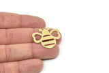 Brass Bee Charm, Raw Brass Bee Charms With 1 Loop, Bee Findings, Heart Charm (19/27x0.60mm) SMP2504