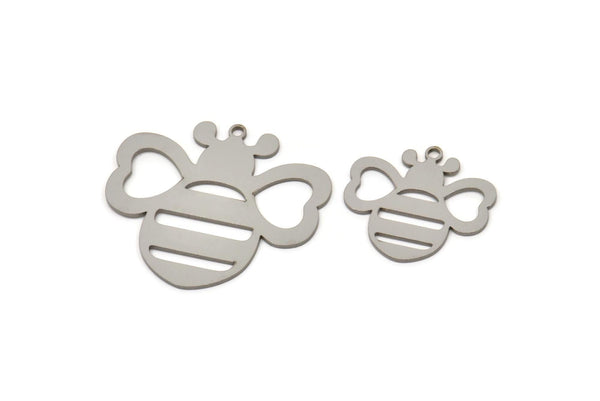 Steel Bee Charm, Stainless Steel Bee Charms With 1 Loop, Bee Findings, Heart Charm (19/27x0.80mm) SMP2504