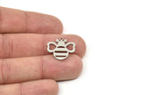 Steel Bee Charm, Stainless Steel Bee Charms With 1 Loop, Bee Findings, Heart Charm (19/27x0.80mm) SMP2504