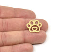 Brass Paw Charm, Raw Brass Paw Shaped Charms With 1 Loop, Animal Findings, Heart Charm (20/30x0.60mm) SMP2505