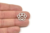 Steel Paw Charm, Stainless Steel Paw Shaped Charms With 1 Loop, Animal Findings, Heart Charm (20/30x0.80mm) SMP2505