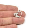 Steel Heart Charm, Stainless Steel Dog Patterned Heart Shaped Charms With 1 Loop, Animal Jewelry, Heart Findings (20/30x0.80mm) SMP2506
