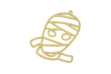 Brass Mummy Charm, Raw Brass Mummy Shaped Charms With 1 Loop, Earring Charm Findings (38x30x0.60mm) SMP2511