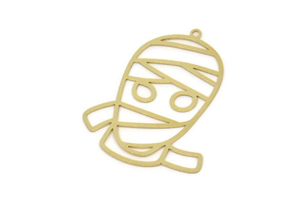 Brass Mummy Charm, Raw Brass Mummy Shaped Charms With 1 Loop, Earring Charm Findings (38x30x0.60mm) SMP2511