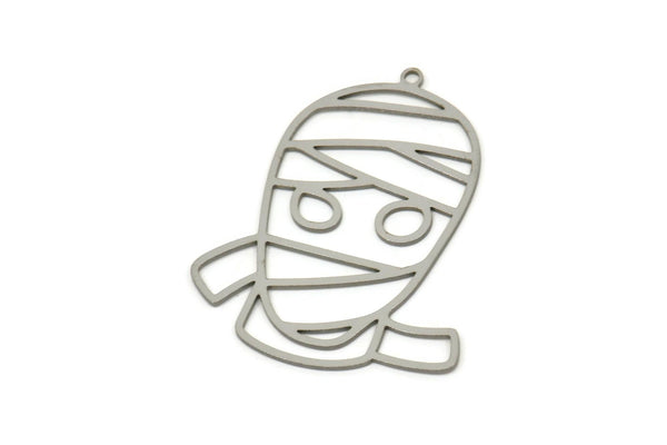 Steel Mummy Charm, Stainless Steel Mummy Shaped Charms With 1 Loop, Earring Charm Findings (38x30x0.80mm) SMP2511
