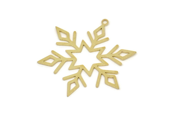 Brass Snowflake Charm, Raw Brass Snowflake Charms With 1 Loop, Charm Pendants, Findings (33x30.5x0.60mm) SMP2513