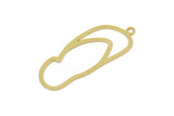 Brass Slippers Charm, Raw Brass Slippers Charms With 1 Loop, Charm Pendants, Findings, Beach Jewelry (30x12x0.60mm) SMP2514