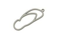 Steel Slippers Charm, Stainless Steel Slippers Charms With 1 Loop, Charm Pendants, Findings, Beach Jewelry (30x12x0.80mm) SMP2514