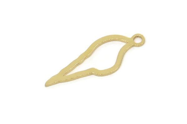 Brass Shell Charm, Raw Brass Sea Shell Shaped Charms With 1 Loop, Earring Findings (20x7x0.60mm) SMP2515