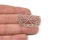Steel Octopus Charm, Stainless Steel Octopus Charms With 2 Loops, Pendants, Earring Findings, Connector Findings (31x40x0.80mm) SMP2518