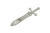 Steel Sword Charm, Stainless Steel Sword Charms With 1 Loop, Earrings, Charms Pendants, Findings (40x14x0.80mm) SMP2519