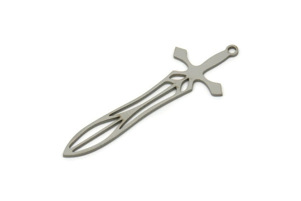 Steel Sword Charm, Stainless Steel Sword Charms With 1 Loop, Earrings, Charms Pendants, Findings (40x14x0.80mm) SMP2519