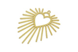 Brass Heart Charm, Raw Brass Heart Charms With 1 Loop, Earring Charms, Sunlight Jewelry, Findings (35x31x0.60mm) SMP2521